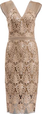パーティードレス TadashiShoji  Sequin Corded Lace Cocktail Sheath Dress Tadashi Shoji Sequin Corded Lace Cocktail Sheath Dress in