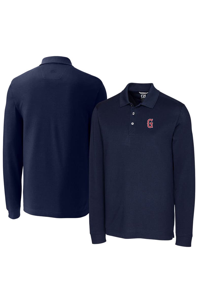 Cutter & Buck Men's Cutter & Buck Navy Greenville Drive DryTec Advantage Tri-Blend Pique Long Sleeve Polo, Main, color, 