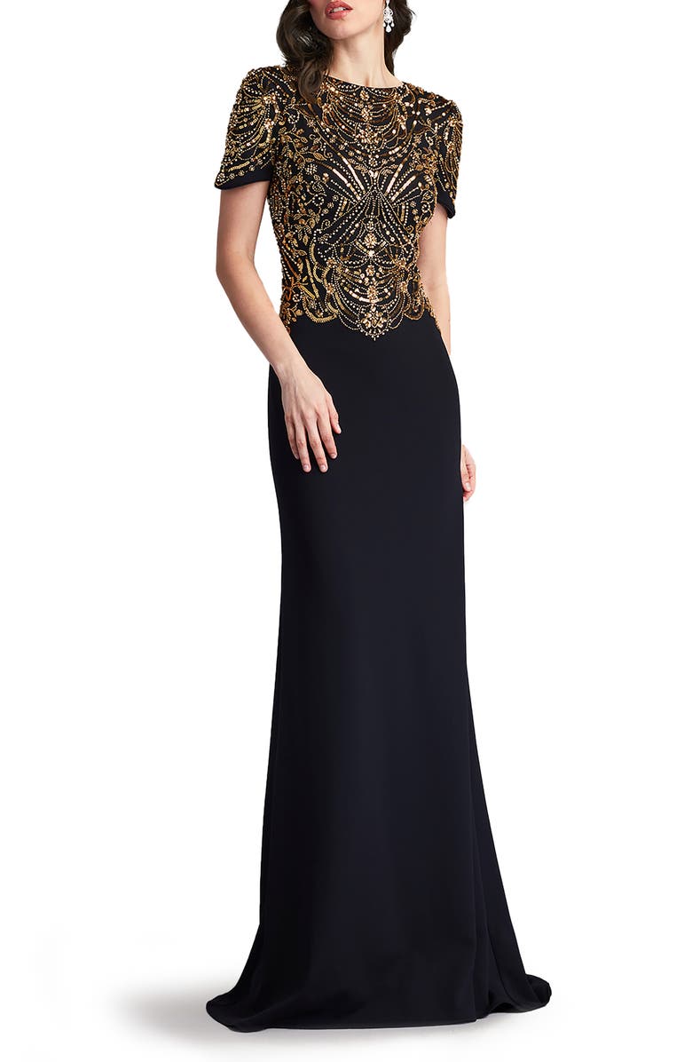 Tadashi Shoji Embellished Bodice Body-Con Gown, Main, color, 