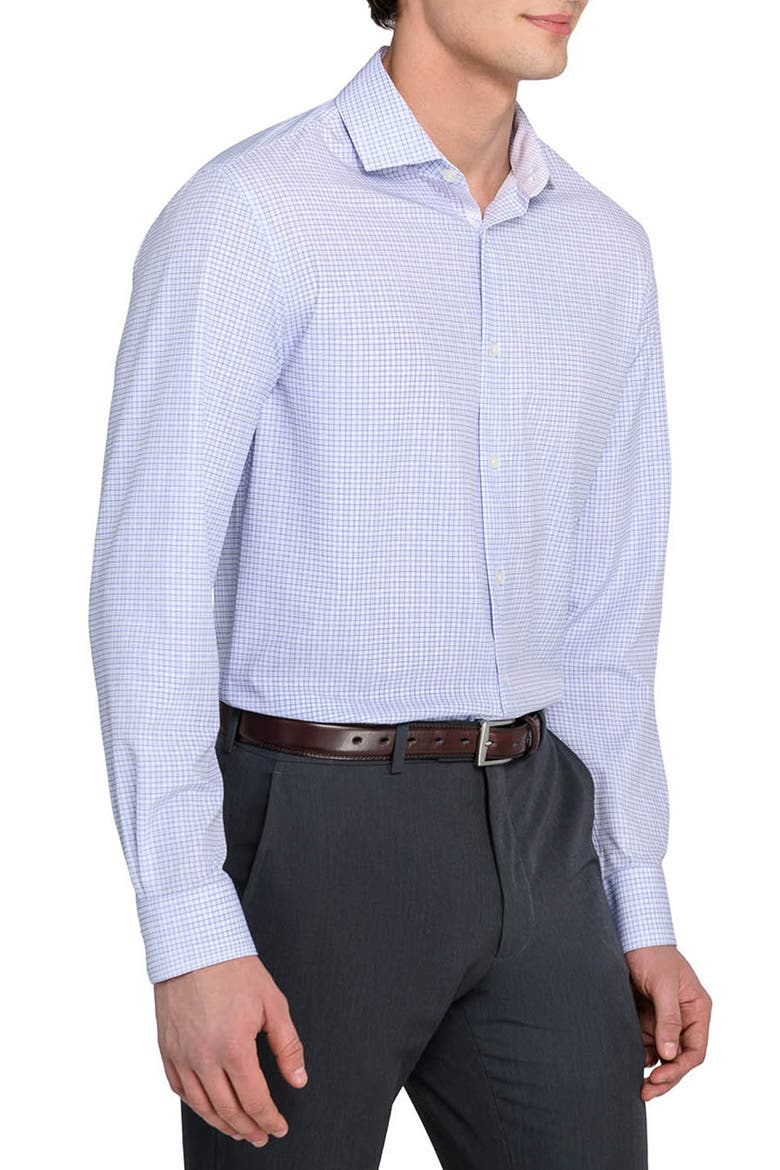 Slim Fit Plaid Performance Dress Shirt, Alternate, color, WHITE/ PURPLE