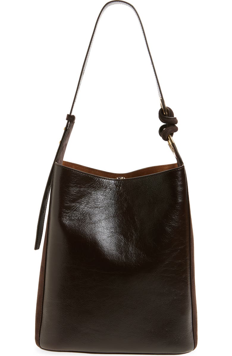 Anya Hindmarch Ringo Leather North/South Shoulder Bag, Main, color, Chocolate