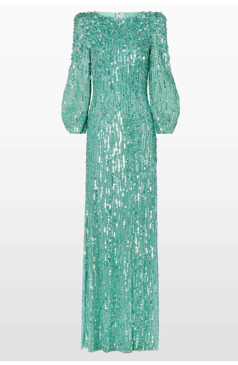 Jenny Packham Ziva Dress, Main, color, Pearl Aqua