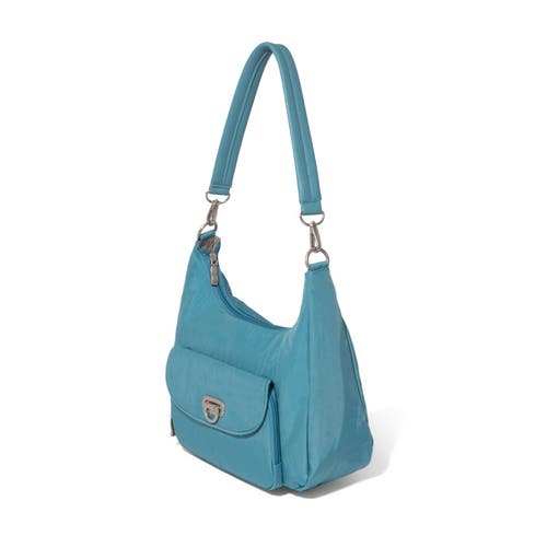 Baggallini Coastal Flip Lock Half Moon Bag In Seaside Blue