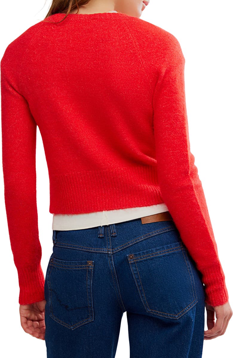 Free People School Girl Crop Cardigan, Alternate, color, Cherry Pop Melange