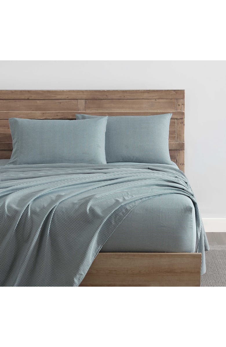 Nautica Bayside Gingham Flannel Sheet Set, Alternate, color, Green