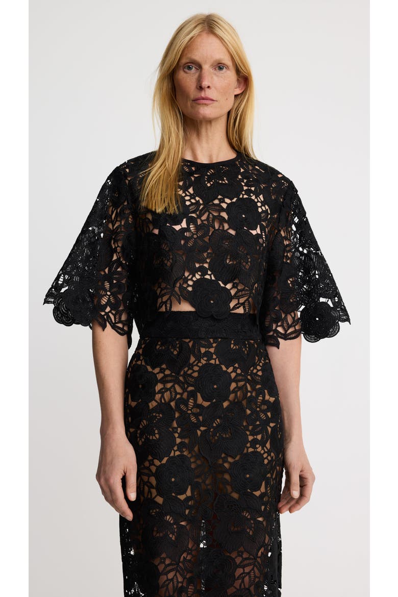 Lace Tee, Main, color, Black