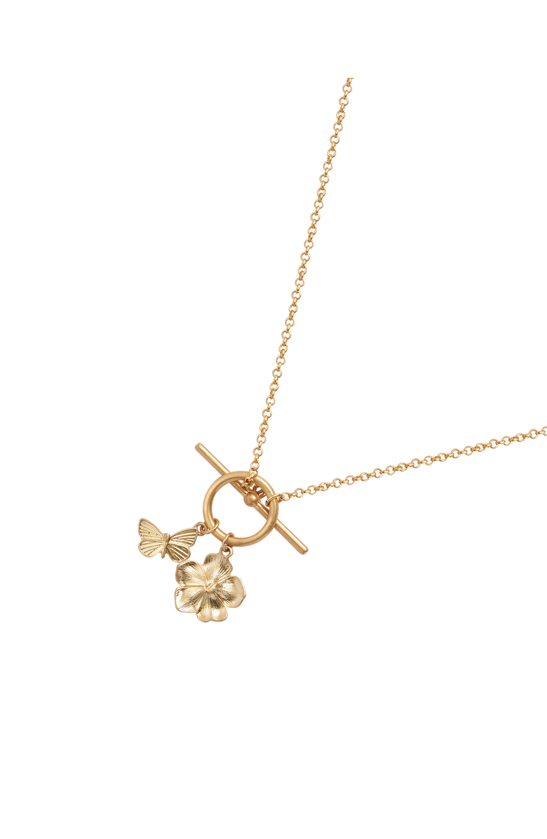 Fable England Butterfly & Flower Necklace, Alternate, color, Blue & Gold