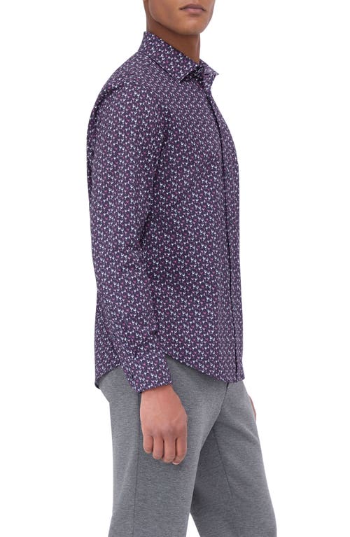 Bugatchi James Ooohcotton® Martini Print Button-up Shirt In Plum