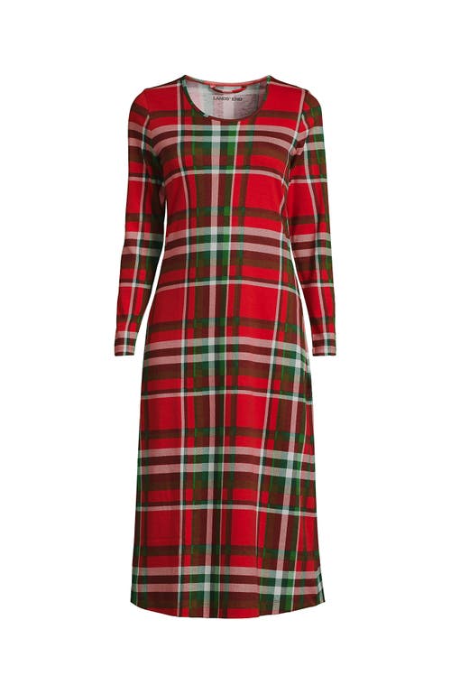 Lands' End Cotton Long Sleeve Midcalf Nightgown In Multi