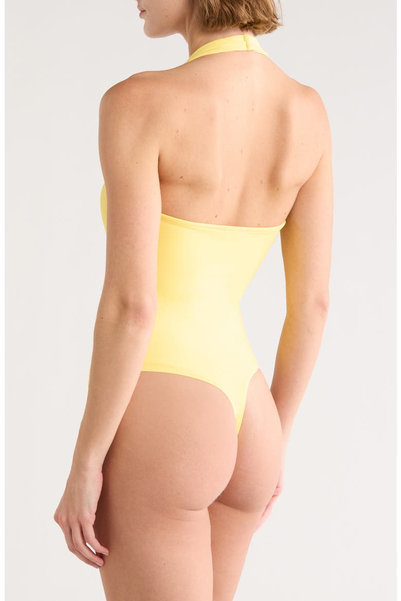 Sculpt Halter Square Bodysuit, Alternate, color, LEMON LIGHT