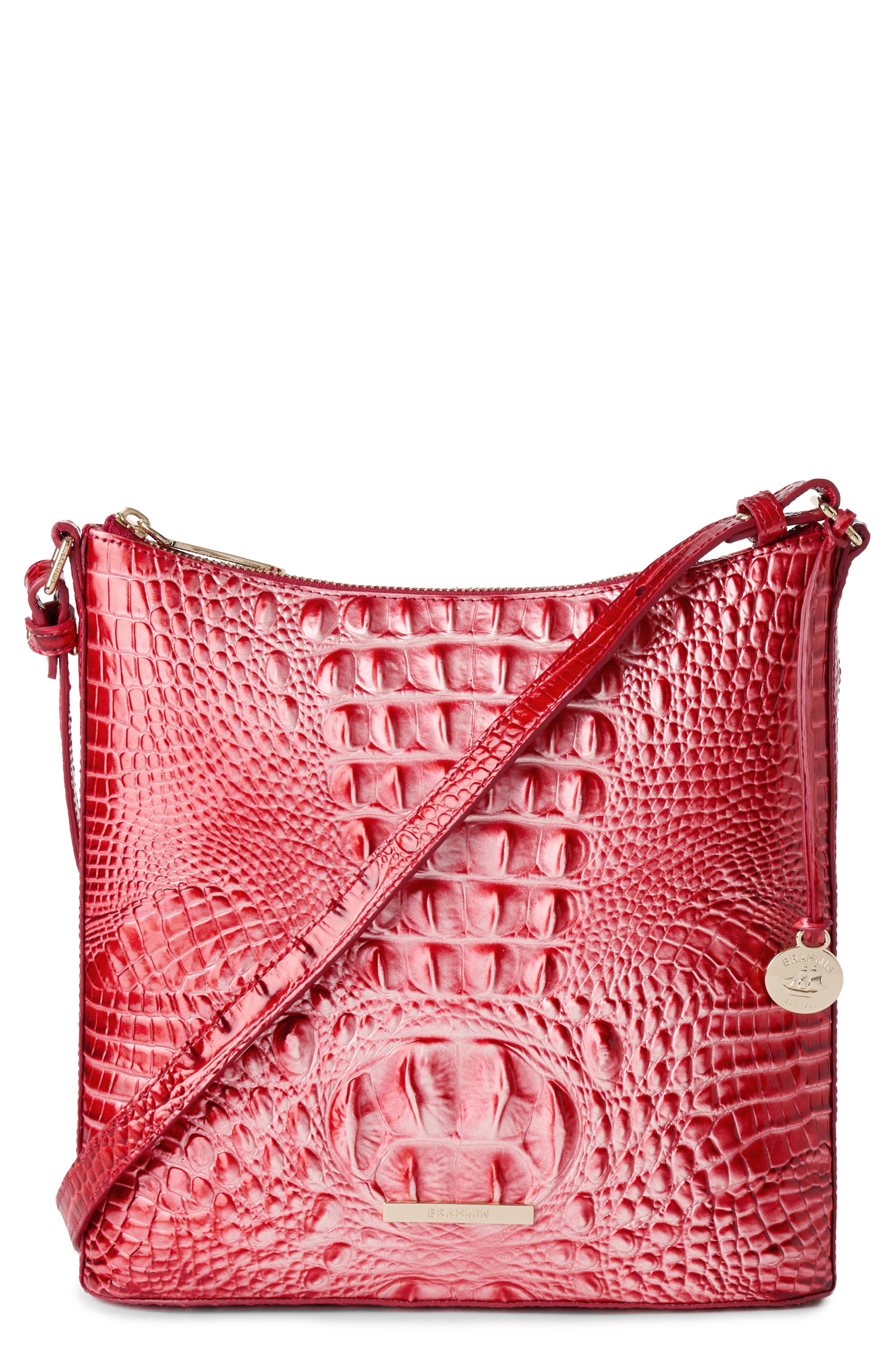 Brahmin Katie Croc Embossed Leather Crossbody Bag, Main, color, 