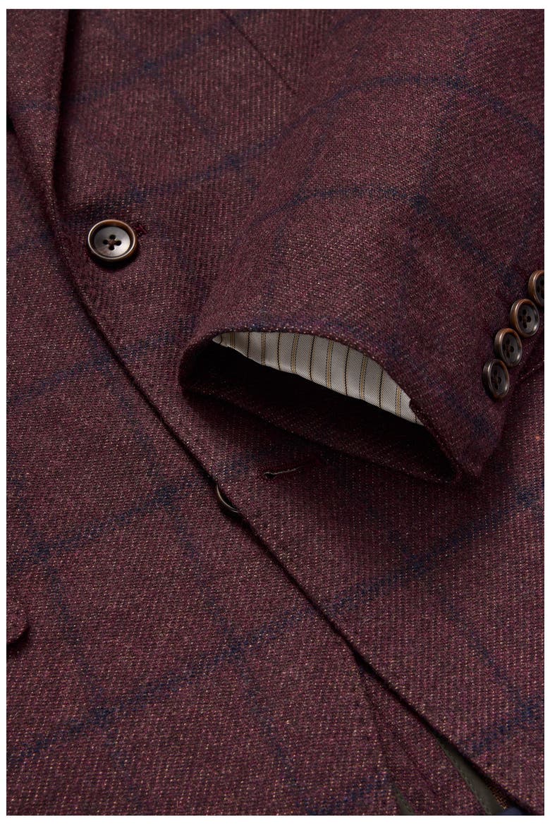 Unconstructed Italian Wool Windowpane Blazer, Alternate, color, BURGUNDY WINDOWPANE