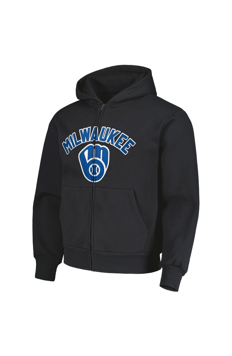 PLEASURES Men's PLEASURES Black Milwaukee Brewers Opening Day Full-Zip Hoodie, Alternate, color, Black