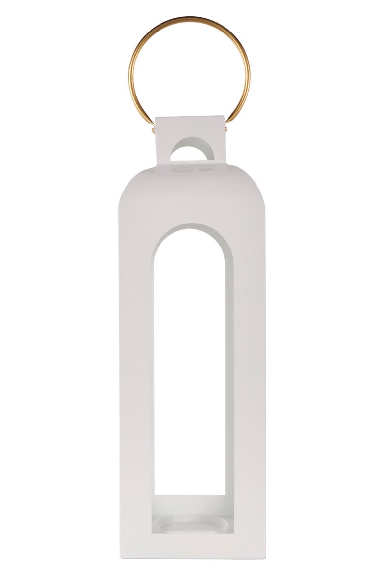 White Metal Candle Lantern, Alternate, color, WHITE
