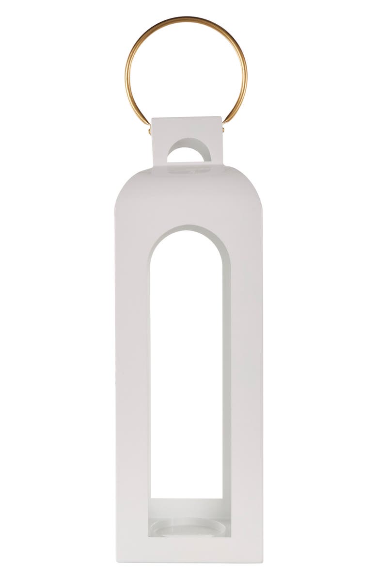 GINGER BIRCH STUDIO White Metal Candle Lantern, Alternate, color, White