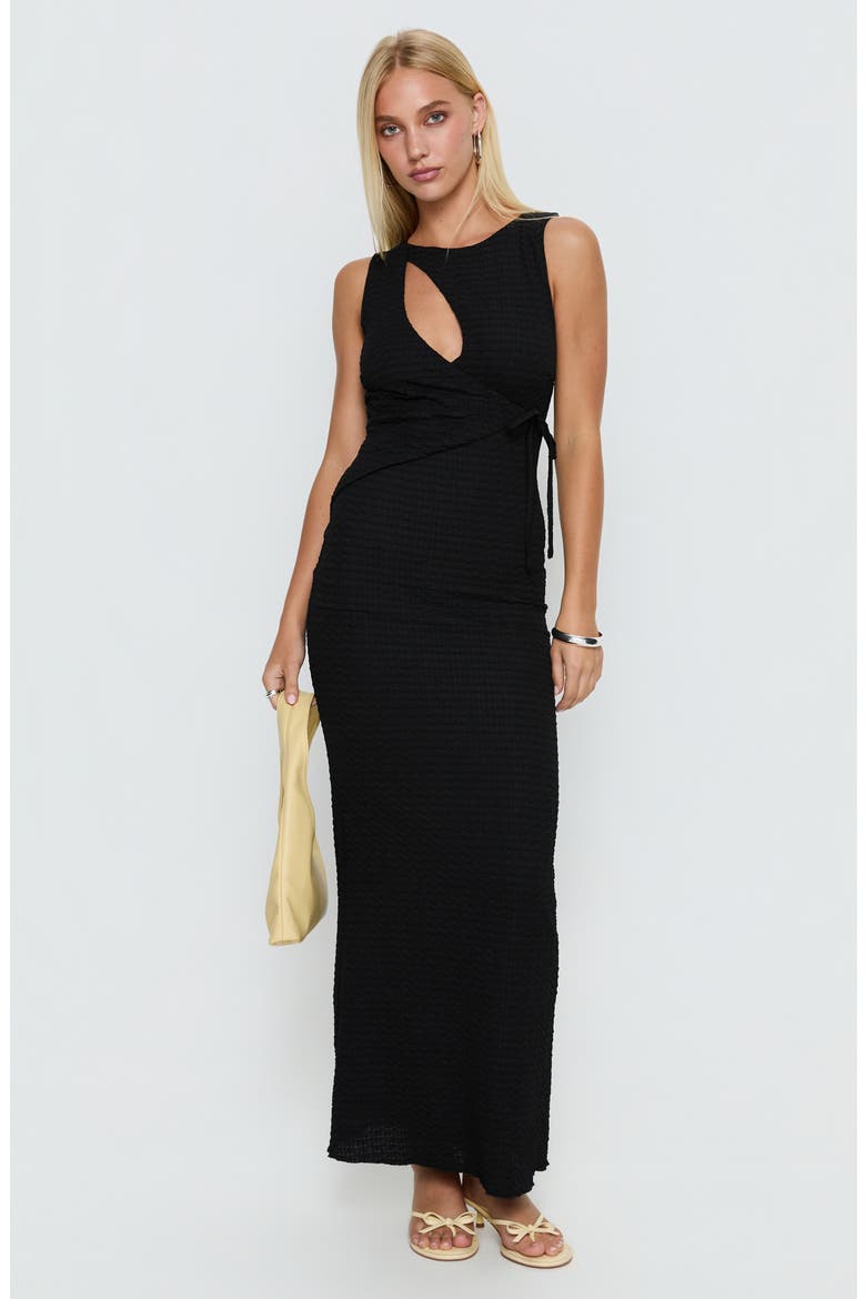 Cymone Texture Cutout Sleeveless Maxi Dress, Alternate, color, BLACK