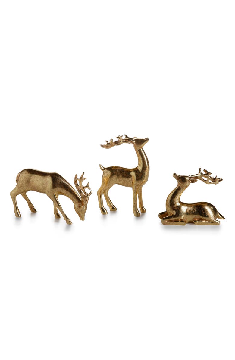 Zodax Set of 6 Decorative Reindeer Figurines, Main, color, Gold
