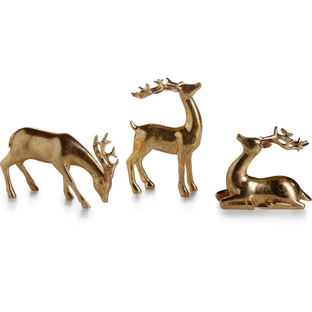 Zodax Set Of 6 Decorative Reindeer Figurines In Gold