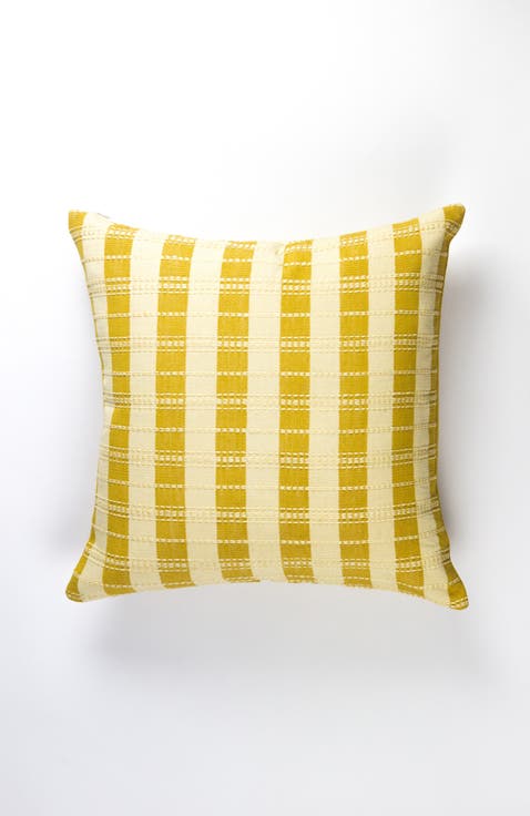Santiago Grid Bold Stripe Handwoven Cotton Square Throw Pillow