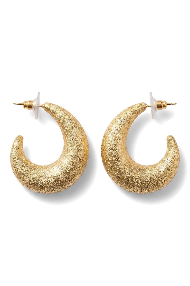 Chunky Croissant Hoop Earrings, Main, color, GOLD