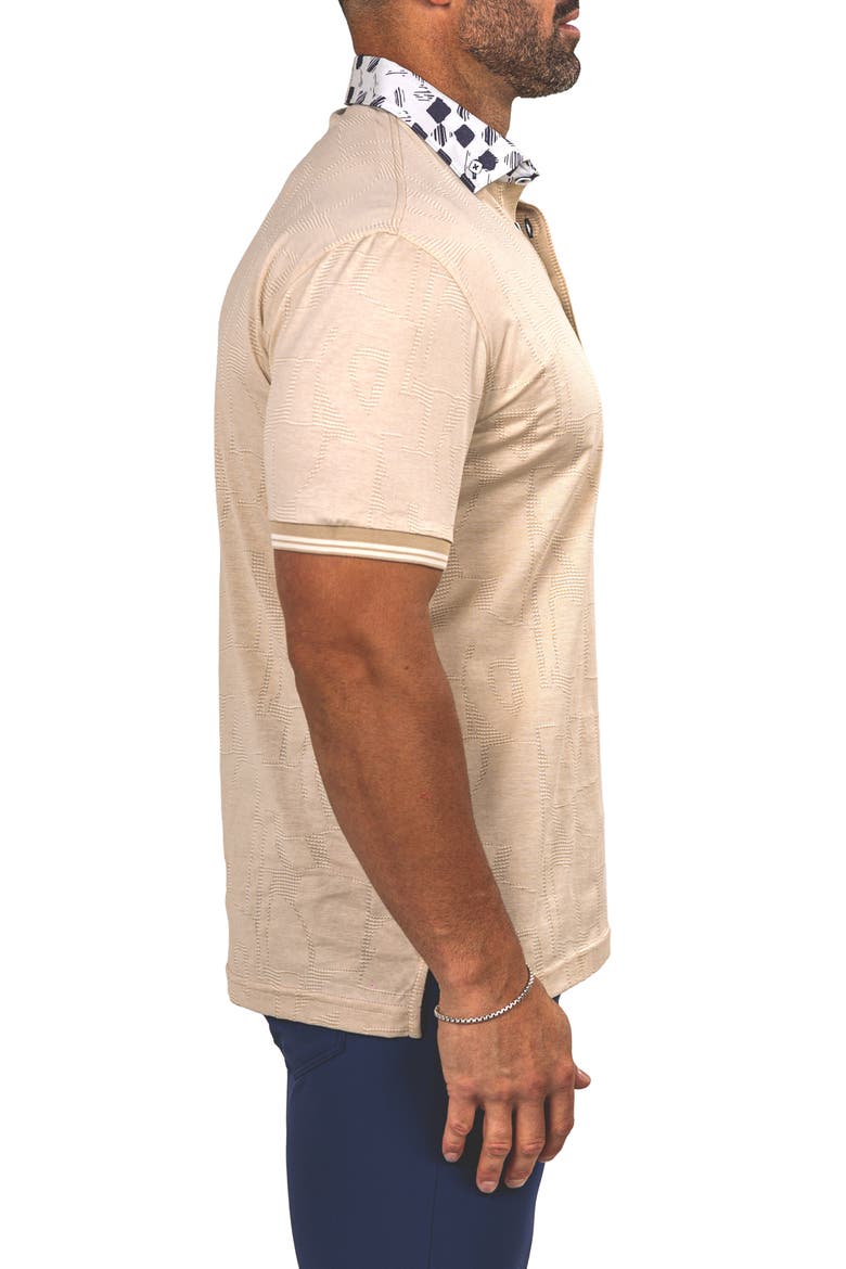 Marthyr Textured Contrast Collar Cotton Polo, Alternate, color, BEIGE