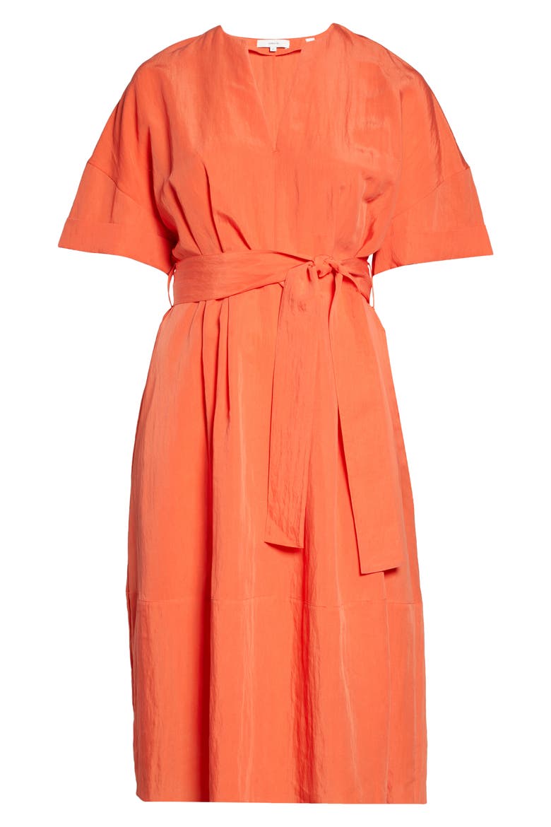 Cuff Sleeve Belted Midi Dress, Alternate, color, BURNT ORCHID