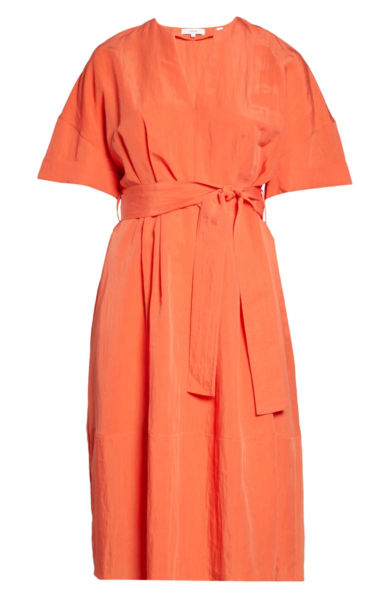 Vince Cuff Sleeve Belted Midi Dress, Alternate, color, 