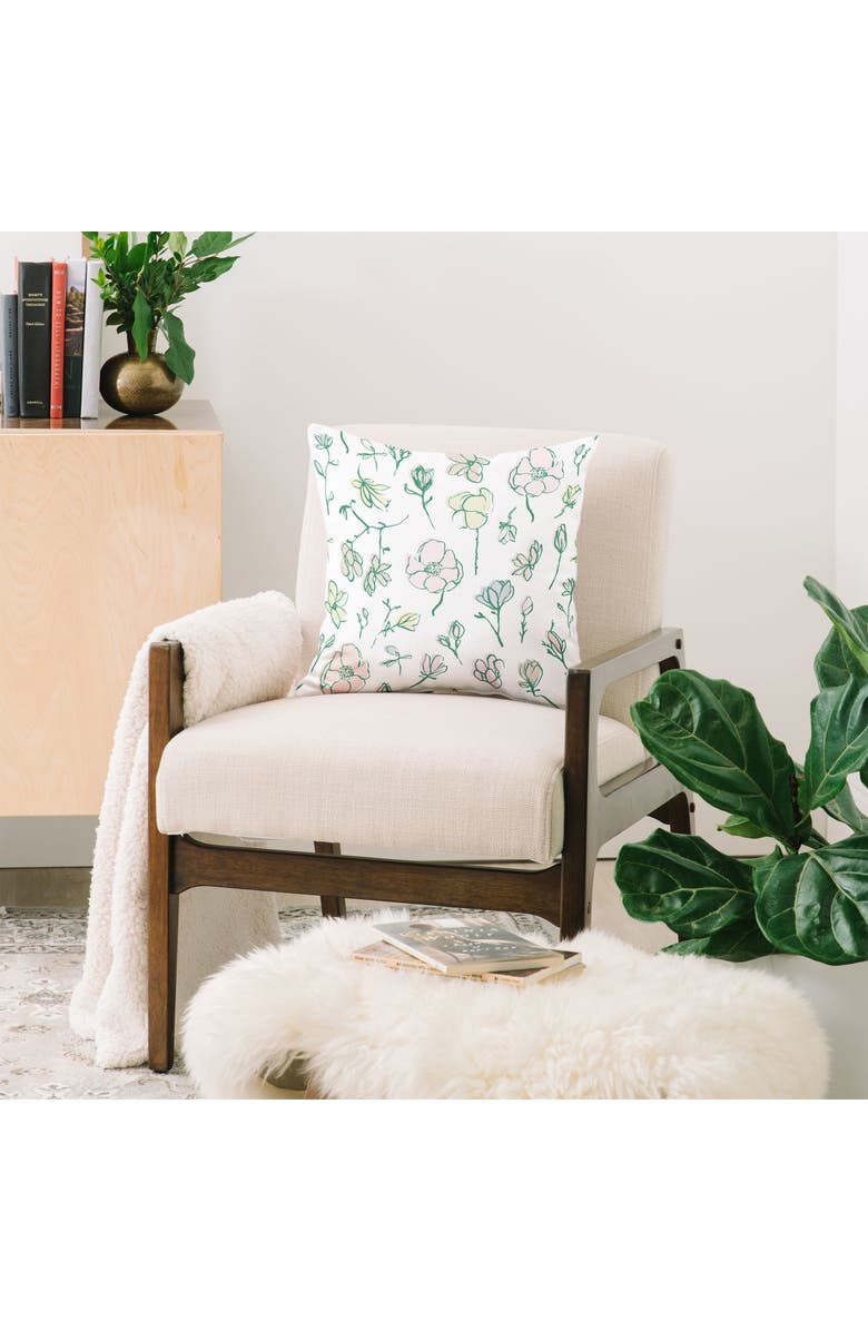 Deny Designs Magnolias Throw Pillow, Alternate, color, White