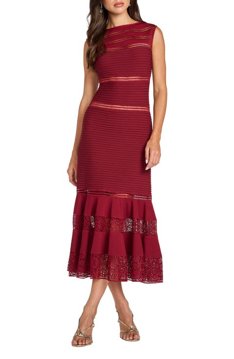 Pintucked Sleeveless Midi Cocktail Dress