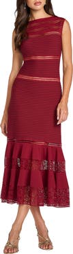 Tadashi Shoji Pintucked Sleeveless Midi Cocktail Dress