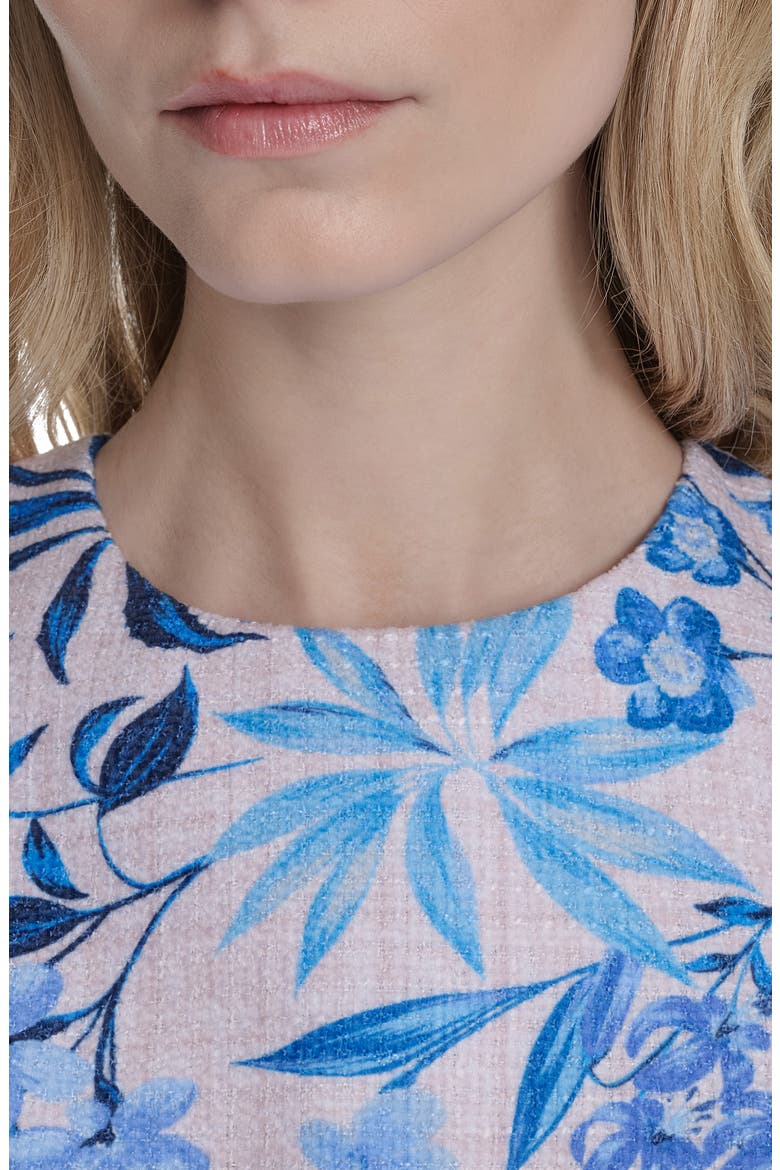 Floral Fringe Detail A-Line Dress, Alternate, color, IVORY BLUE