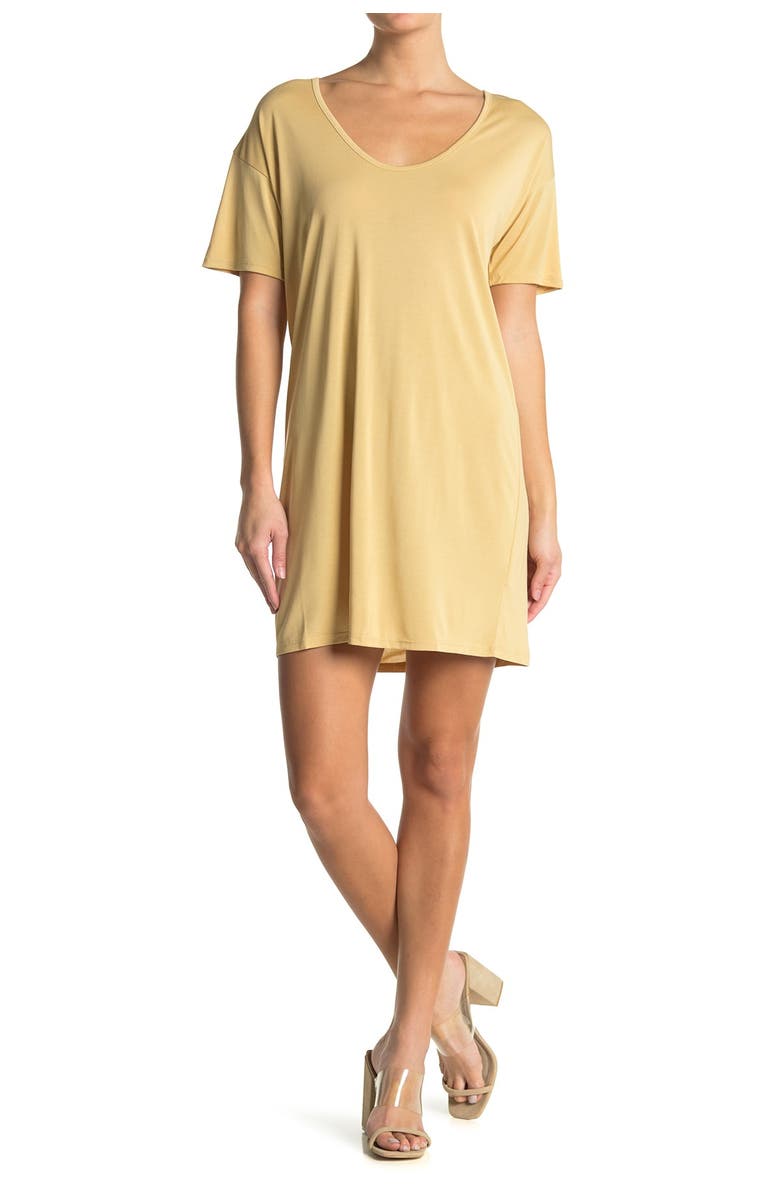 Double Zero Short Sleeve Drop Shoulder T-Shirt Dress, Main, color, 