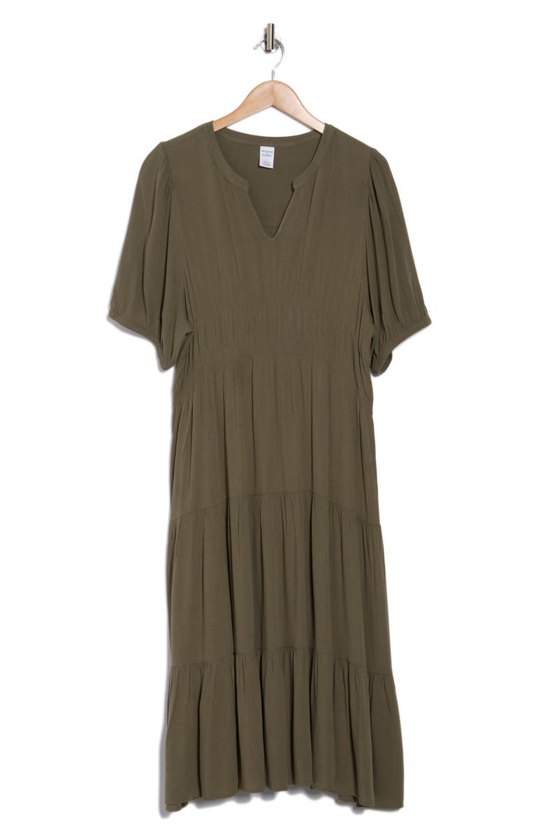 Melrose and Market Crinkle Midi Dress, Alternate, color, Olive Kalamata