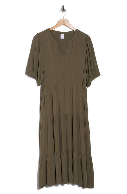 Melrose And Market Crinkle Midi Dress In Olive Kalamata