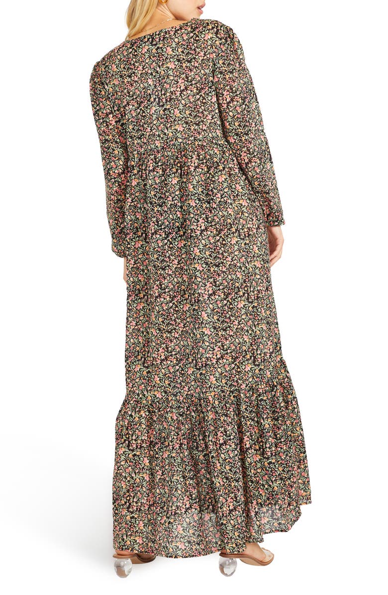 BB Dakota by Steve Madden Feature Length Film Floral Long Sleeve Maxi Dress, Alternate, color, 