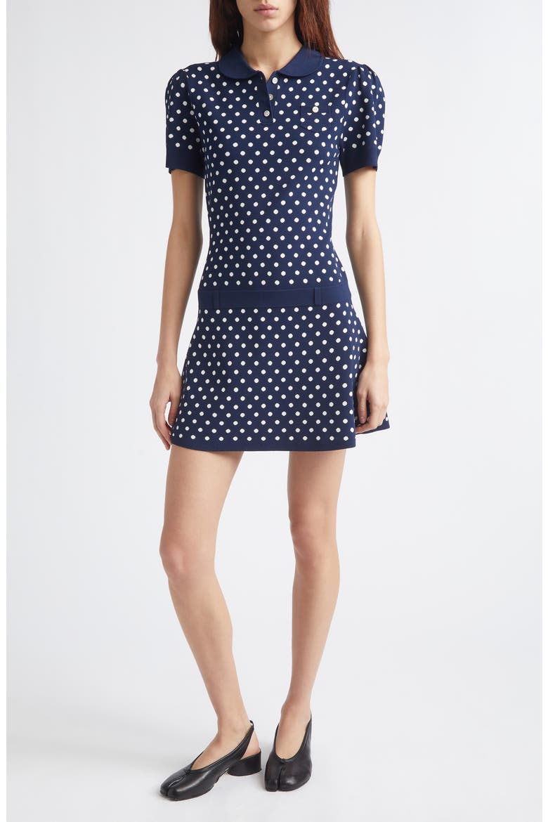 Tumi Polka Dot Polo Sweater Dress, Main, color, NAVY MULTI