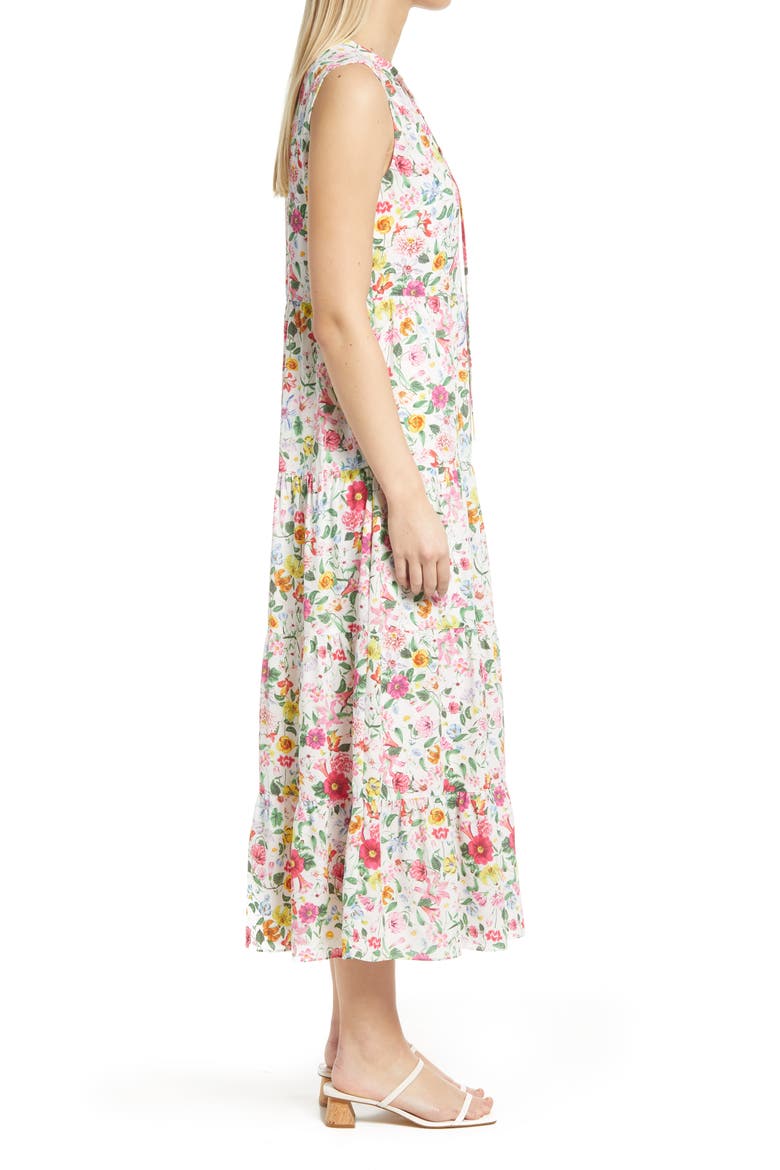 Floral Print Sleeveless Maxi Dress, Alternate, color, WHITE SUMMER GARDEN