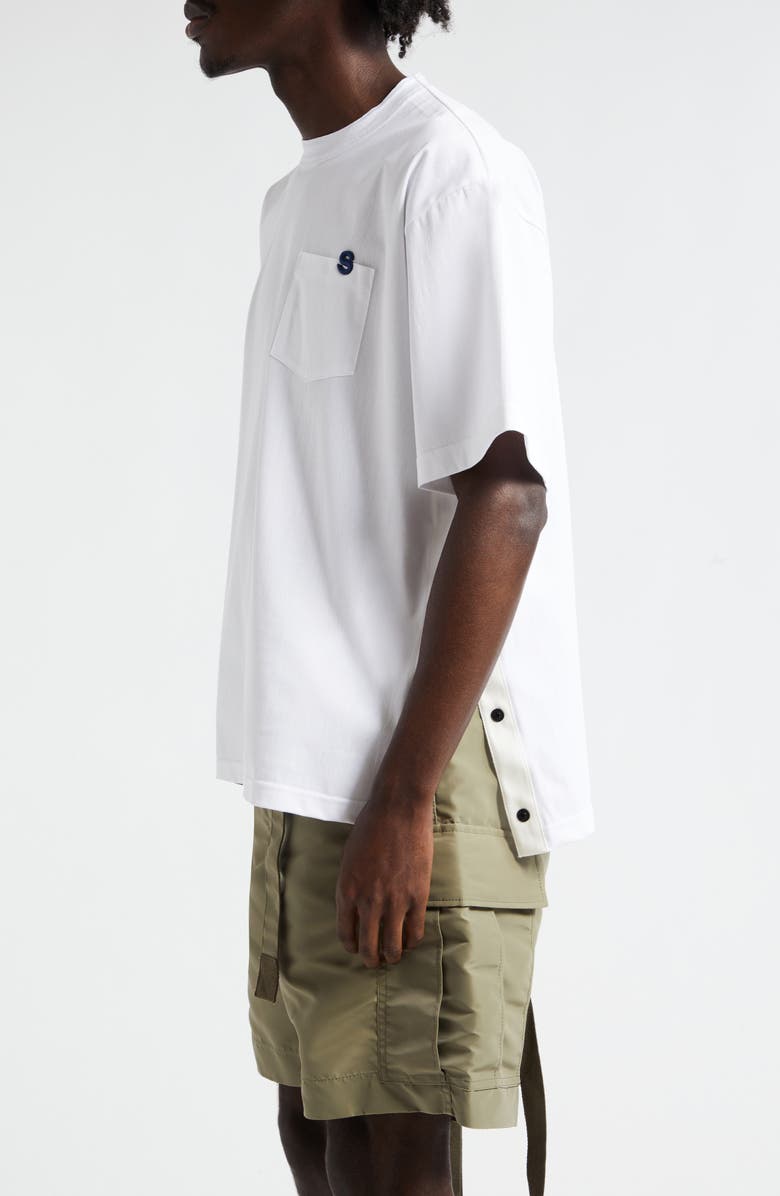 Sacai Embroidered Cotton Jersey T-Shirt, Alternate, color, White