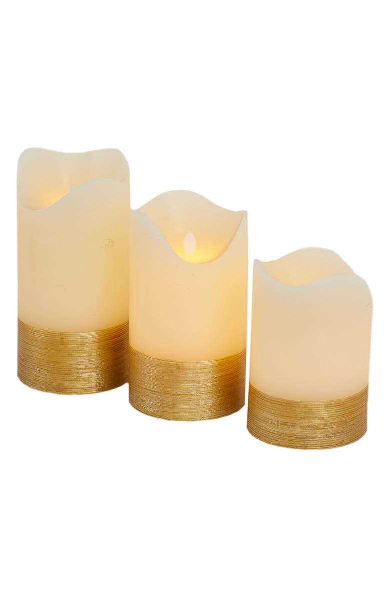 SONOMA SAGE HOME Gold Wax Gold Base Flameless Candle with Remote Control, Alternate, color, White