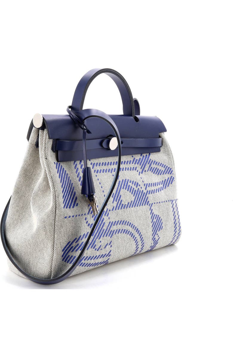 Pre-Owned Hermes Herbag Zip Relief Brides de Gala Toile and Leather 31, Alternate, color, Bleu Saphir