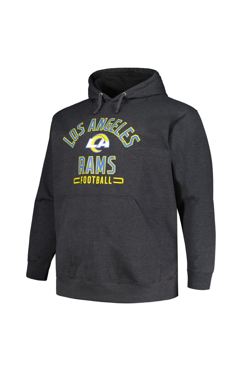 FANATICS Men's Fanatics Branded Heather Charcoal Los Angeles Rams Big & Tall Pullover Hoodie, Alternate, color,