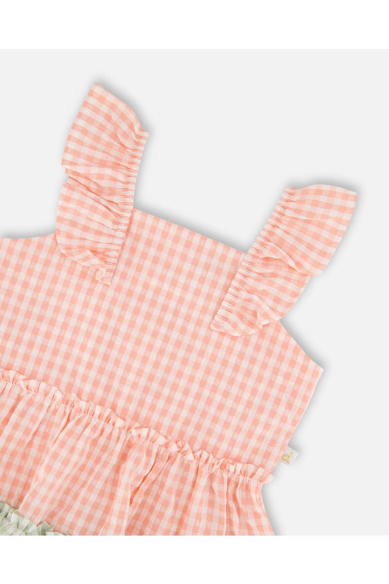 Tunic and Organic Cotton Gingham Capri Set, Alternate, color, Coral Gingham & Coral