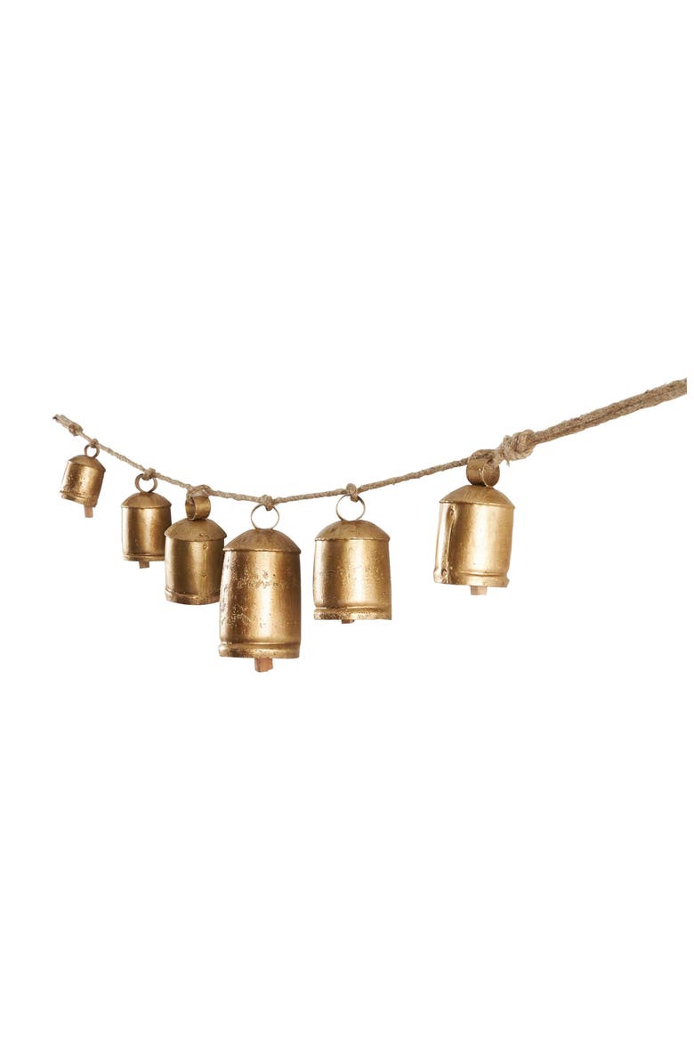 Bohemian Metal Cow Bell Garland, Alternate, color, GOLD