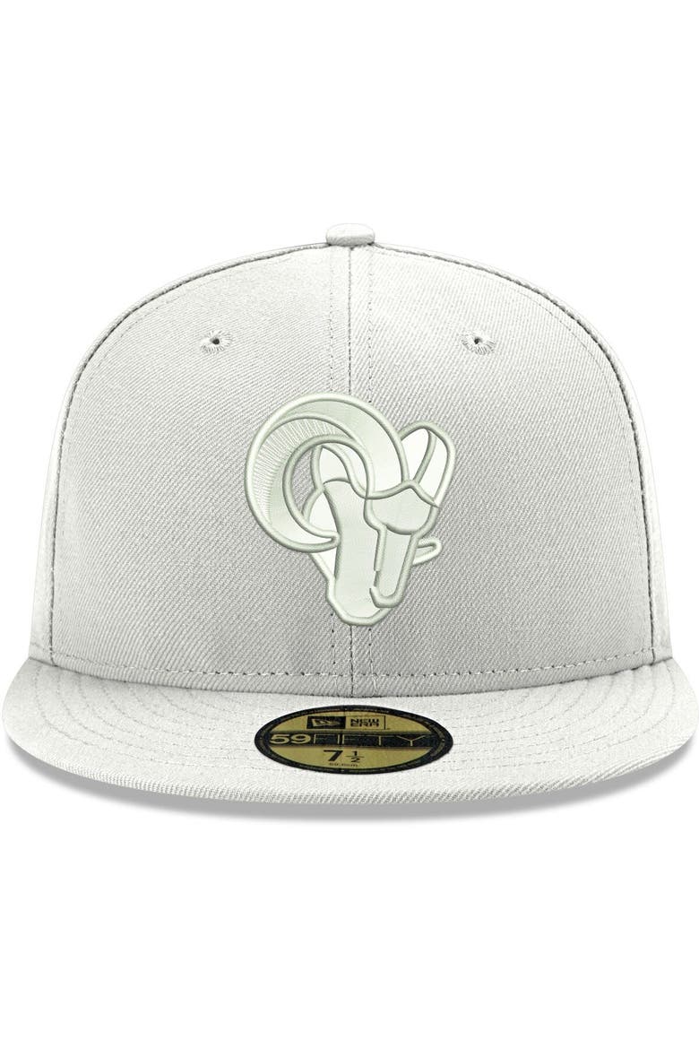 Men's New Era Los Angeles Rams White on White Ram Head 59FIFTY Fitted Hat, Alternate, color, White
