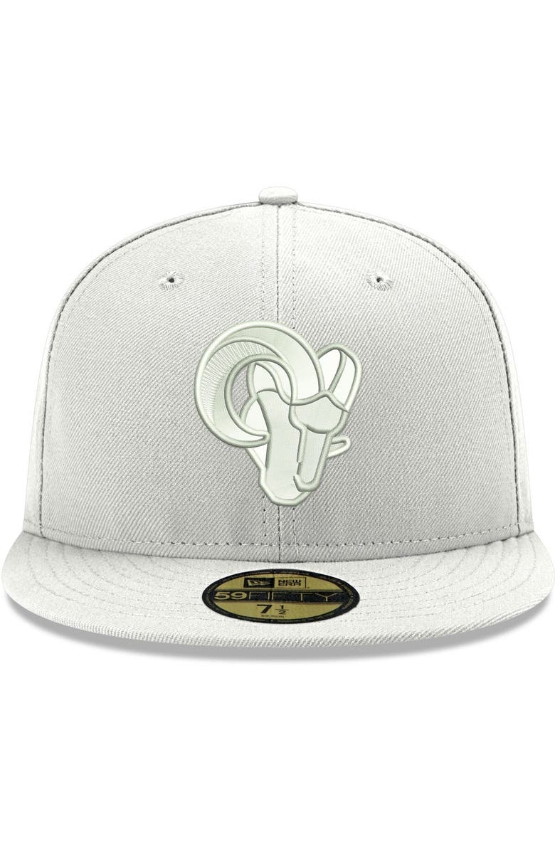New Era Men's New Era Los Angeles Rams White on White Ram Head 59FIFTY Fitted Hat, Alternate, color, 