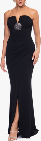 Rhinestone Strapless Scuba Gown