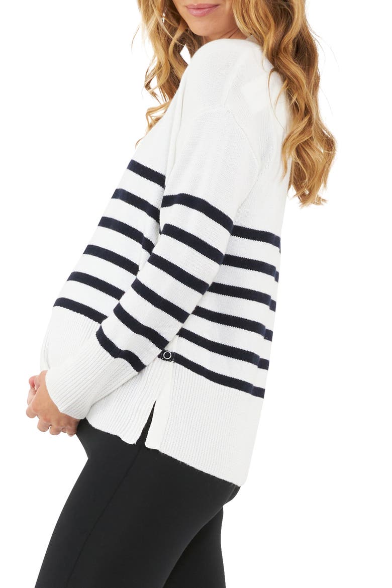 Hanna Maternity/Nursing Sweater, Alternate, color, WHITE / NAVY