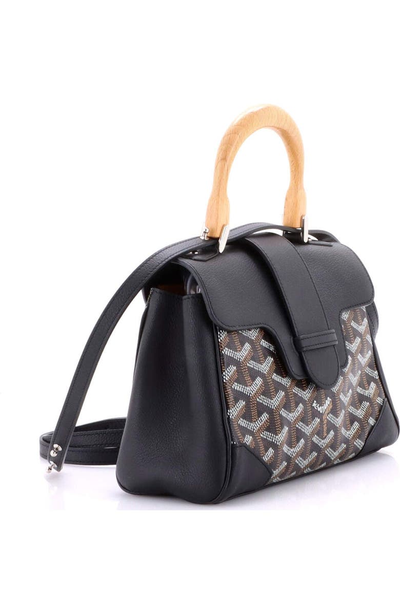 Pre-Owned Goyard Saigon Top Handle Bag Coated Canvas with Leather Mini, Alternate, color, Black