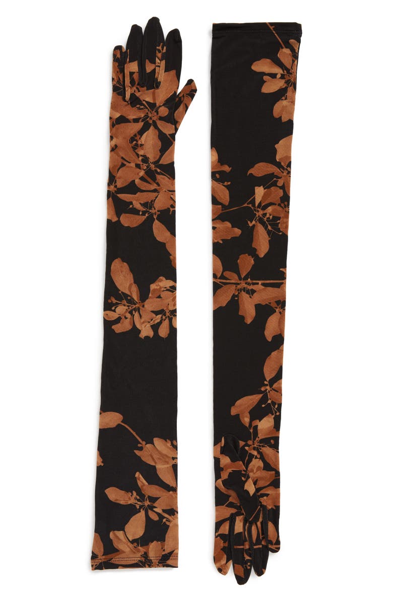 Dries Van Noten Floral Print Long Gloves, Main, color, 