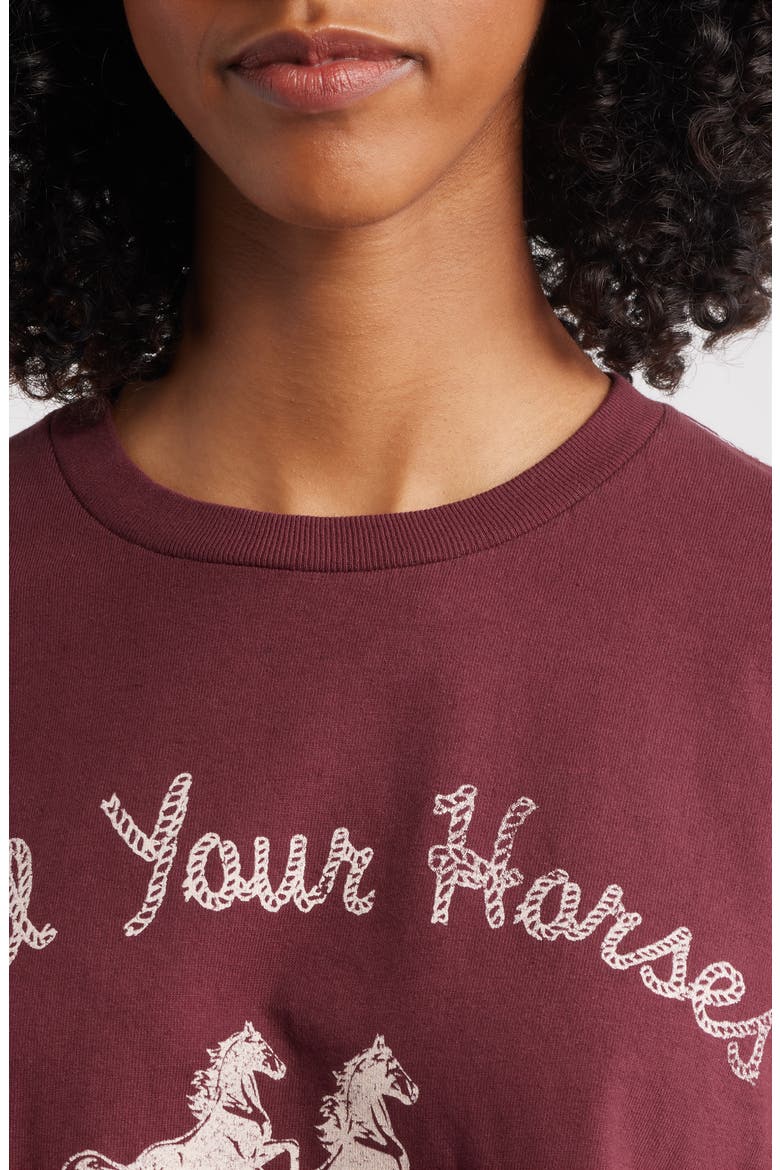 Hold Your Horses Crop Cotton Graphic T-Shirt, Alternate, color, MAROON